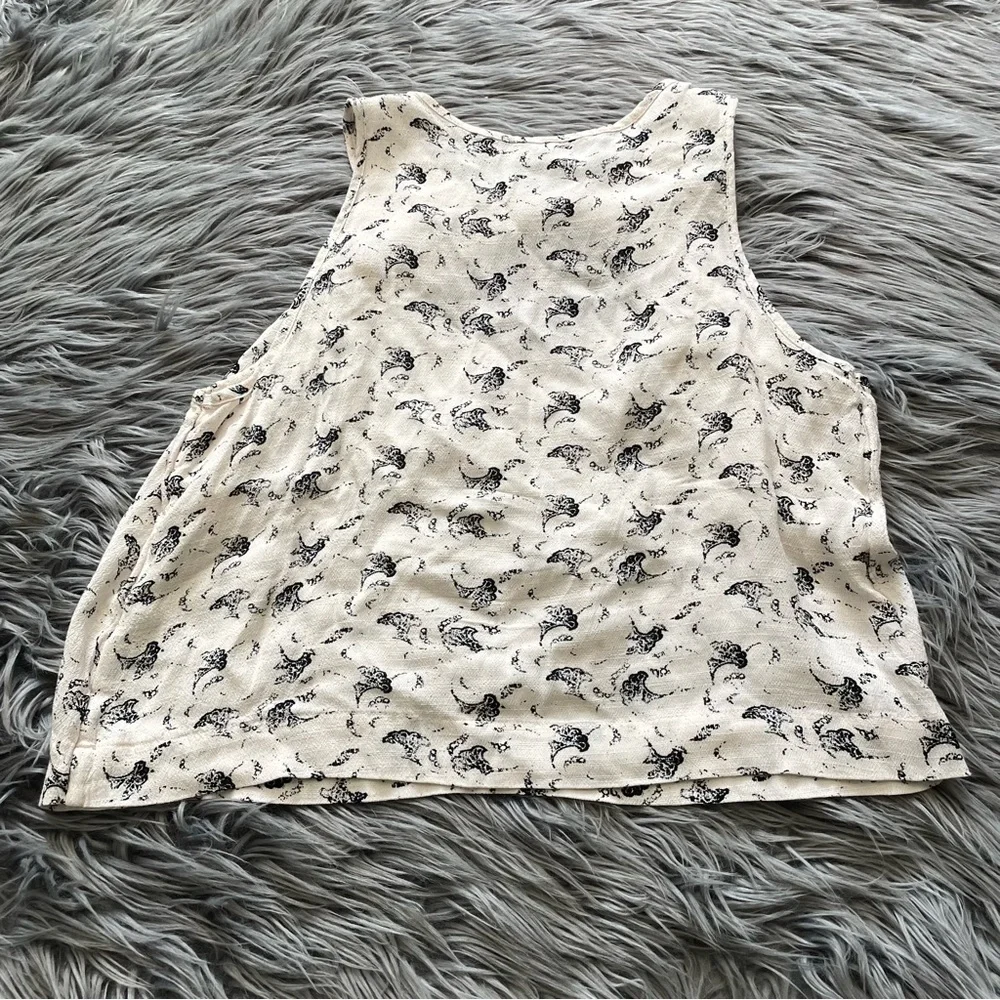 FREE PEOPLE crinkle look through printed top